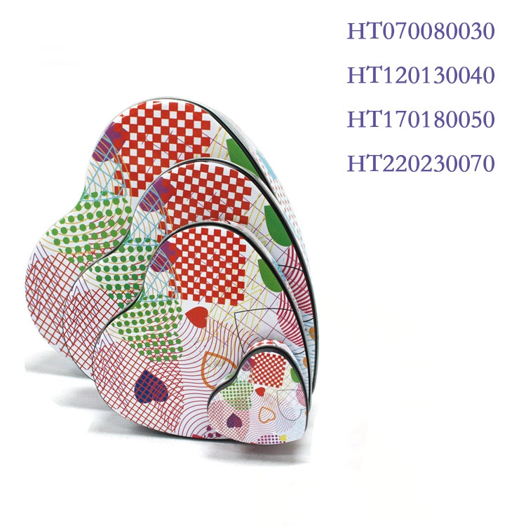 Custom Mother′s Valentine′s Day Chocolate Gift Packaging Metal Heart Shaped Tin