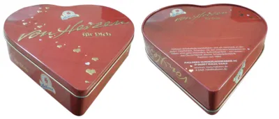 Boîte matérielle faite sur commande de chocolat d'emballage de catégorie comestible de sucrerie en métal de boîte en forme de coeur